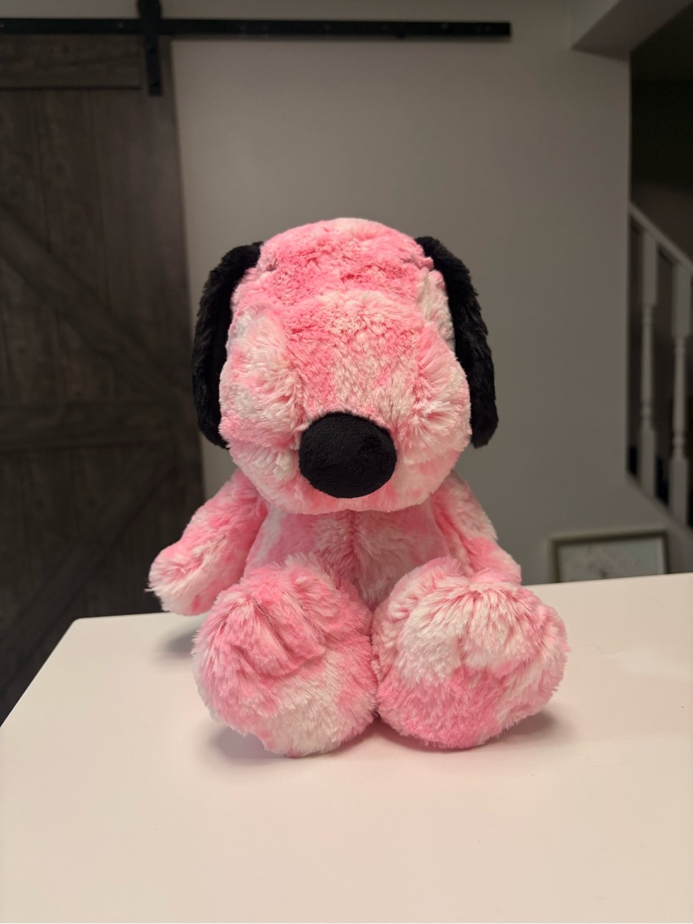 2022 Snoopy Peanuts Worldwide Pink and white red collar Plush Stuffed Animal